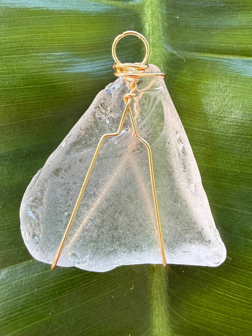 Wire wrapped sea glass pendant