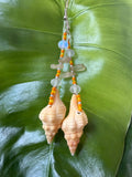 Light yellow Horse conch / crystal earrings