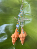 Orange Horse Conch Crystal shard earrings