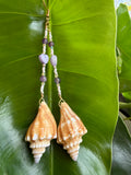 Florida Fighting conch Purple Hearts & amethyst earrings