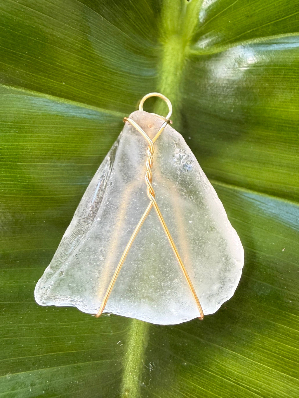 Wire wrapped sea glass pendant
