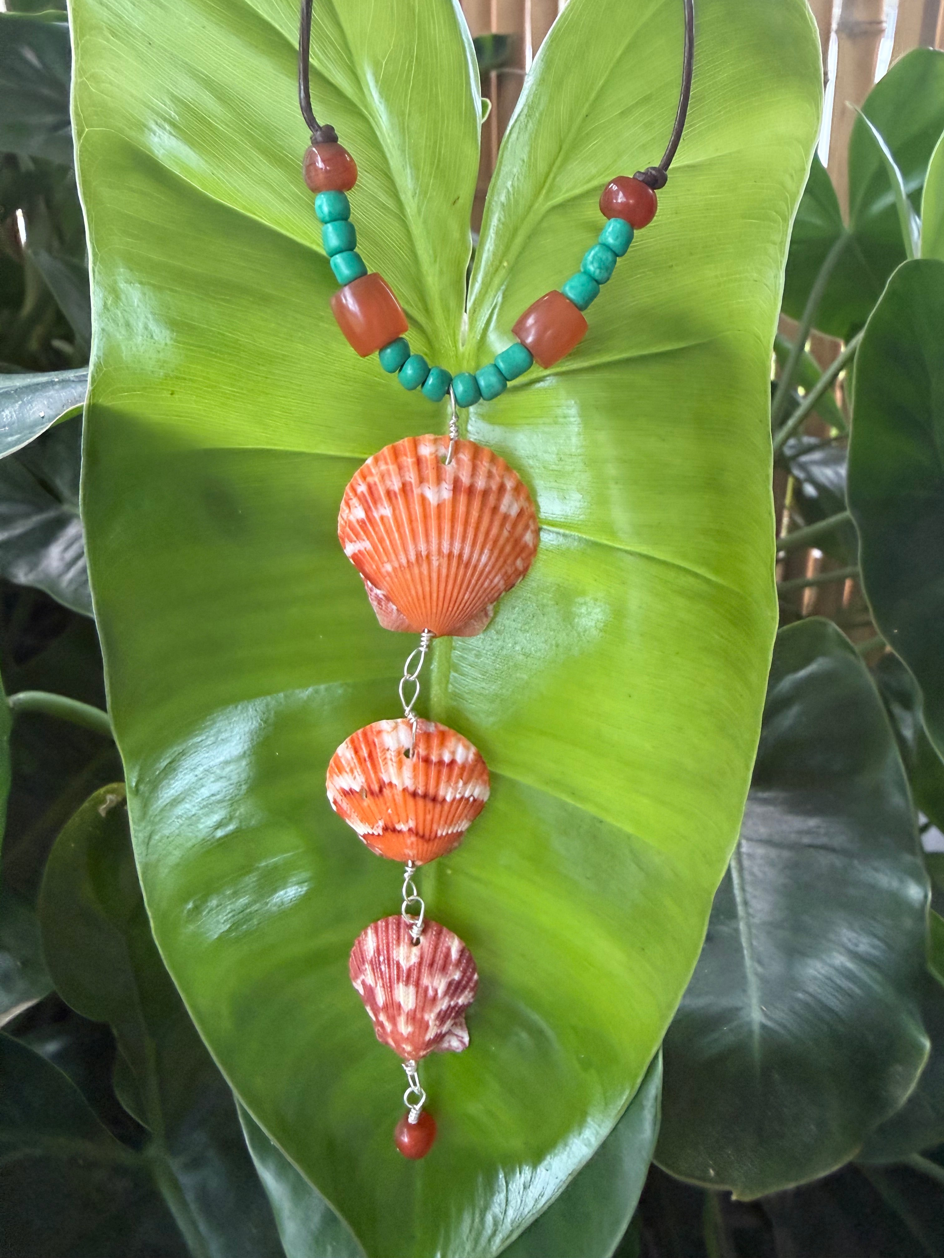 Orange Scallop necklace.