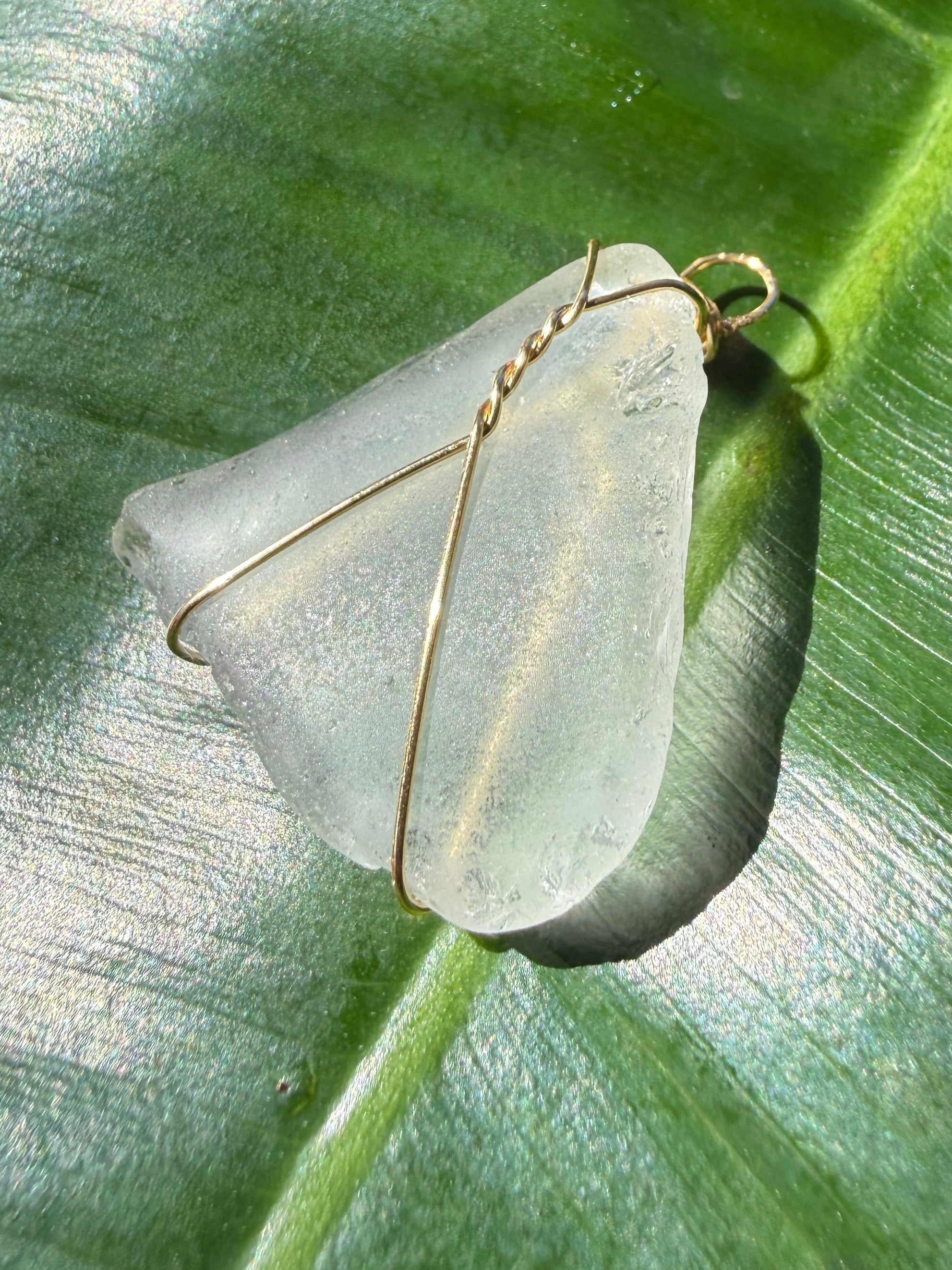 Wire wrapped sea glass pendant