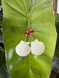 White scallop dangle earrings