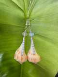 Mini Lighting Whelk wire wrapped dangle earrings light purple