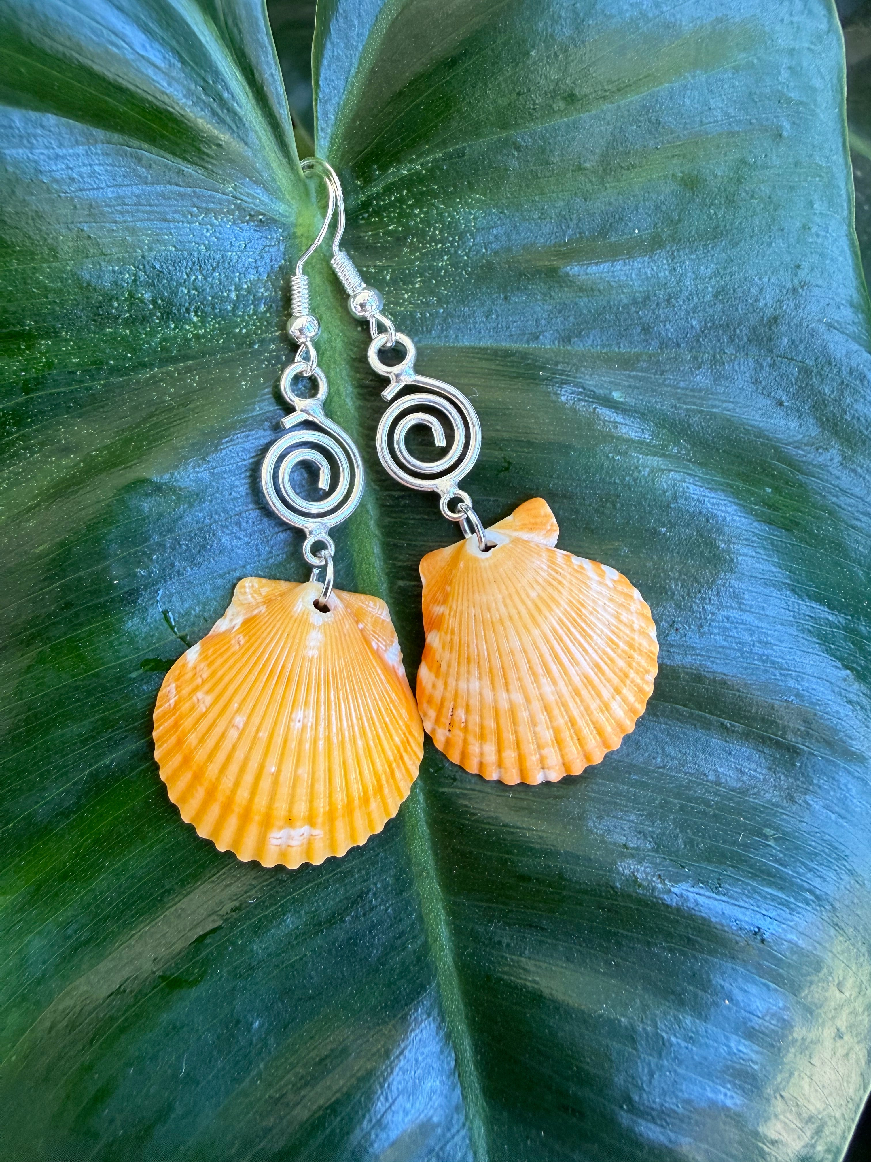 Orange Scallop swirl earrings
